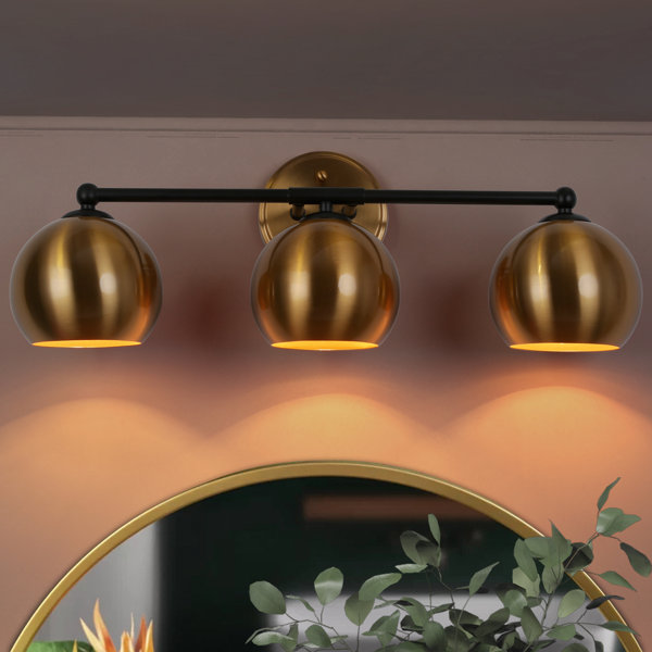 Corrigan Studio® LateefahA 3 Light Dimmable Modern Black Gold Globe